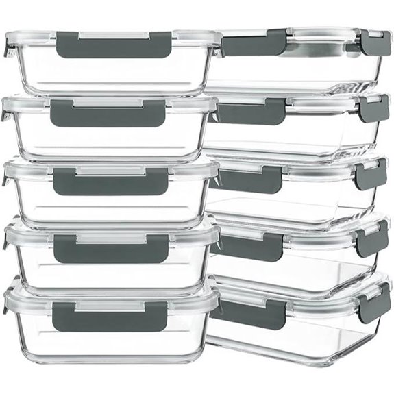 KOMUEE 10-Pack Glass Meal Prep Containers