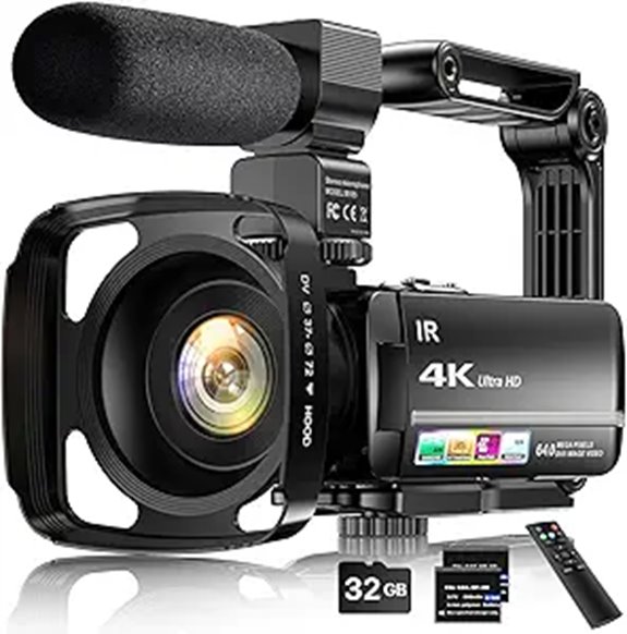 4K Video Camera with Microphone and Accessories