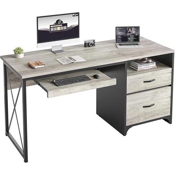 Bestier 55-inch Office Desk with Storage and Drawers