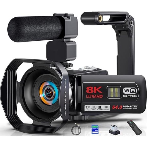 8K 64MP Vlogging Camera with Zoom and Accessories