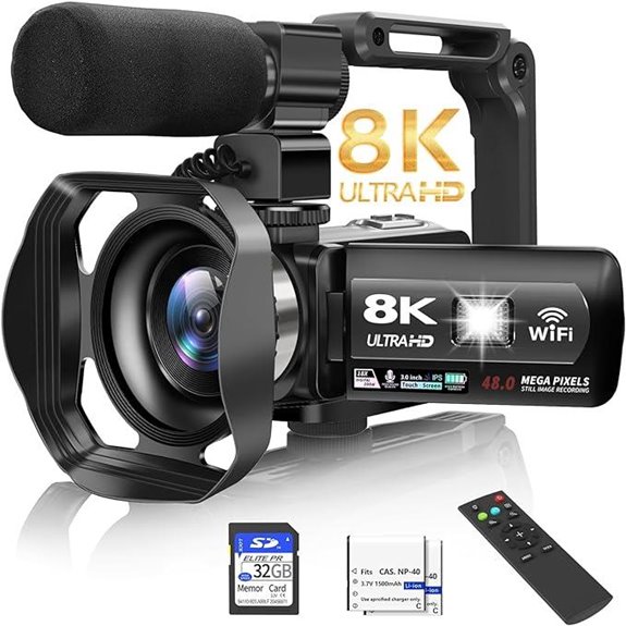 8K UHD Video Camera with Night Vision and Accessories