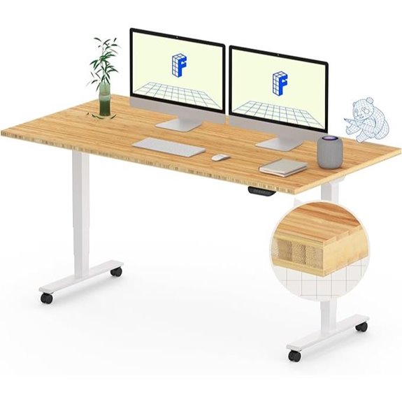 FLEXISPOT E6 MAX Bamboo Standing Desk with Wheels