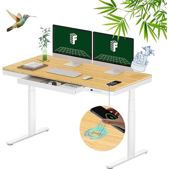 FLEXISPOT Q8 55 Bamboo Electric Standing Desk