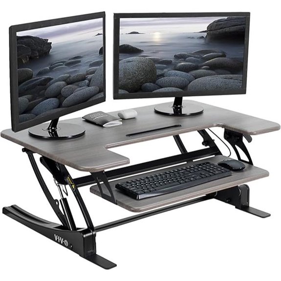 VIVO Adjustable Sit-Stand Desk Converter with Dual Monitors