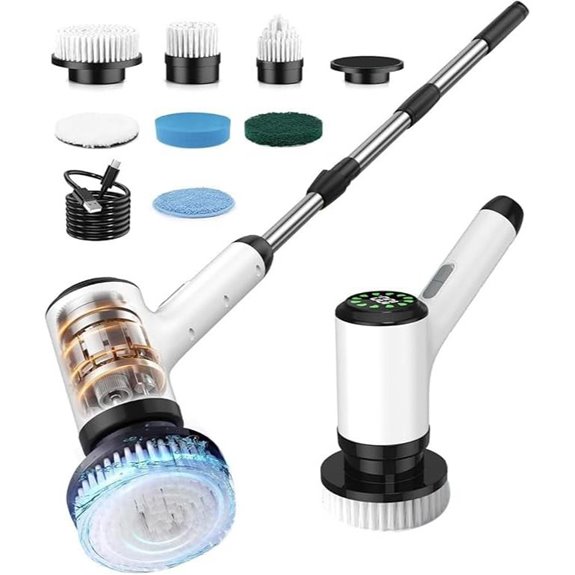 Electric Spin Scrubber with Adjustable Handle and 7 Heads