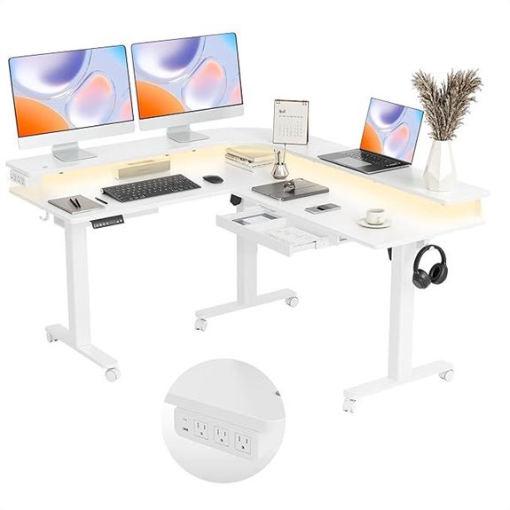 Claiks 63 L Shaped Adjustable Standing Desk