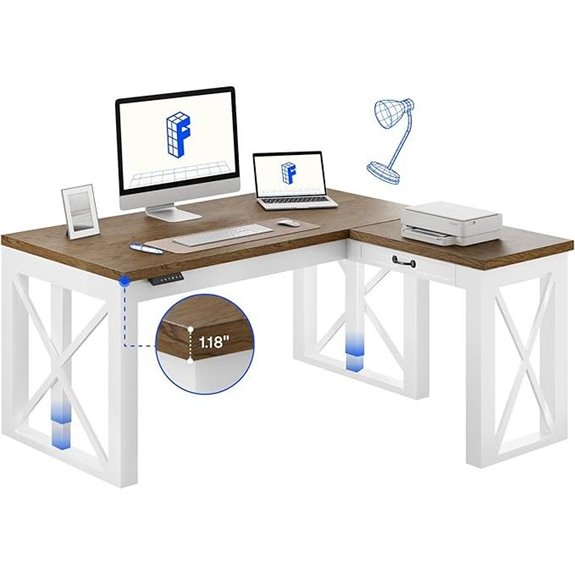 FLEXISPOT L-Shaped Electric Standing Desk with Drawer