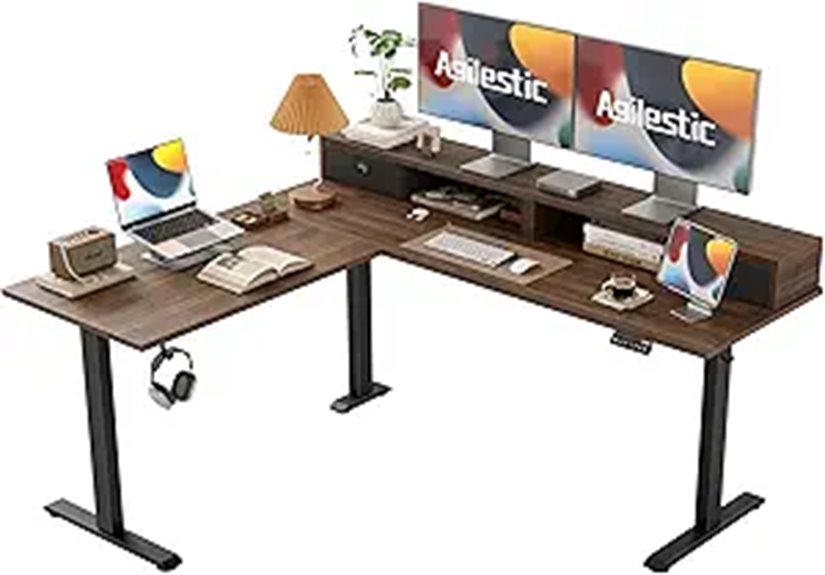 Agilestic L-Shaped Height-Adjustable Standing Desk with Storage
