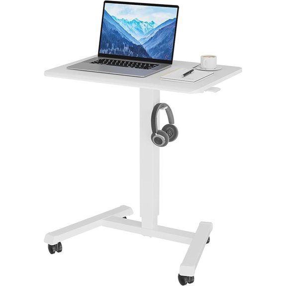BONTEC Adjustable Mobile Standing Desk with Wheels