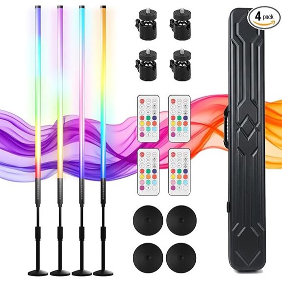 4Pack RGB 4ft Sound-Activated LED Tube Lights