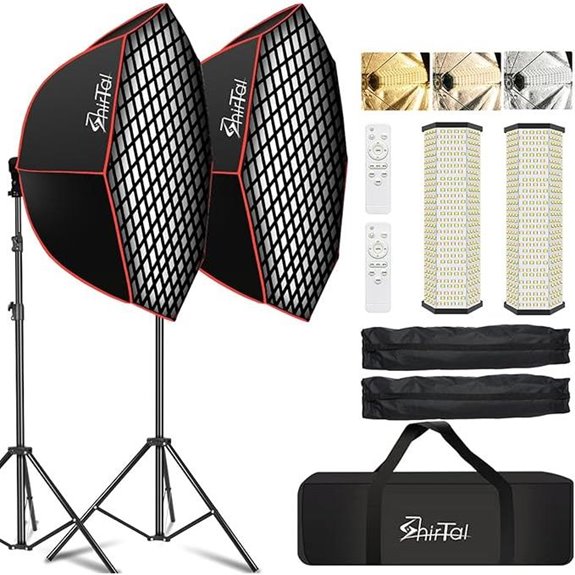 Softbox Lighting Kit with Dimmable LED and Remote