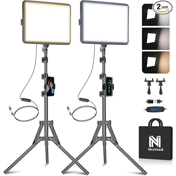 NiceVeedi 2-Pack Dimmable LED Video Lights Kit