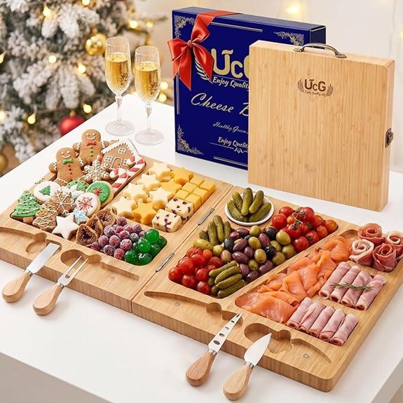 Bamboo Folding Cheese Board Gift Set for Women