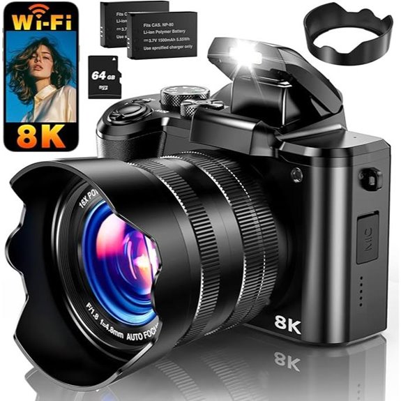 8K Digital Camera with 88MP and 16X Zoom