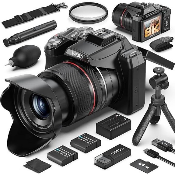 8K 64MP Camera with Zoom Flip Screen WiFi