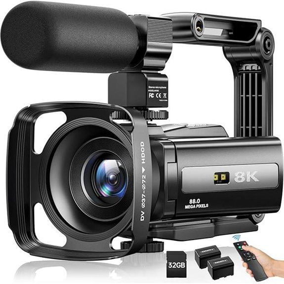 8K Video Camera Camcorder with Microphone and Accessories
