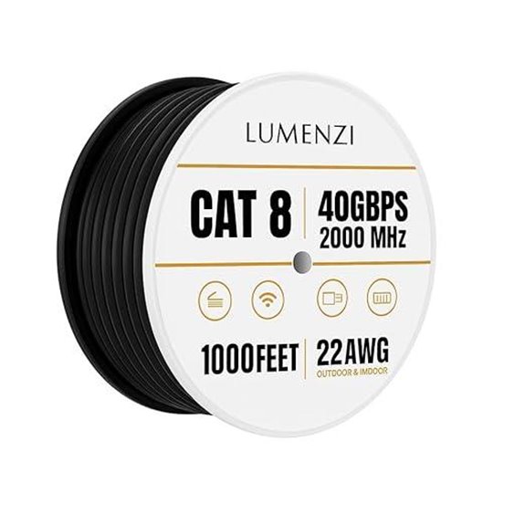 Cat8 Ethernet Cable 1000ft Shielded 40Gbps PoE Compatible