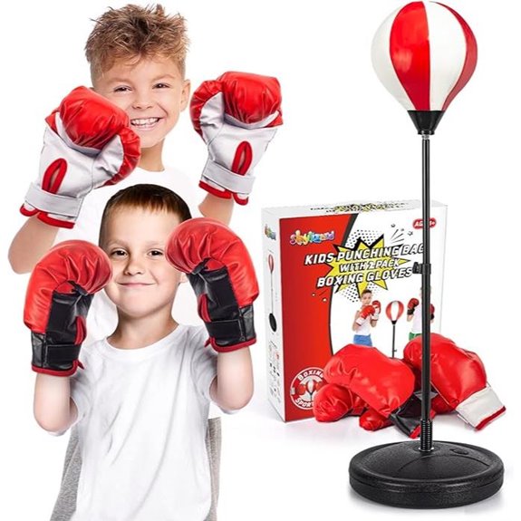 Kids Punching Bag Set with Adjustable Stand & Gloves