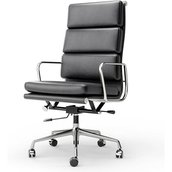 Genuine Leather Executive Office Chair with Lumbar Support