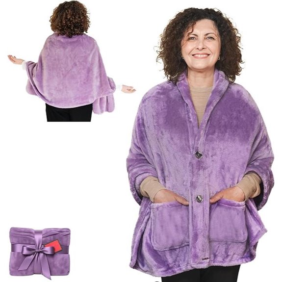 Fleece Poncho Blanket - Lightweight Wearable Wrap Shawl