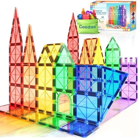 Coodoo Magnetic Tiles STEM Toy for Toddlers (40PCS)