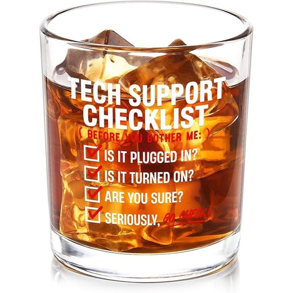 Futtumy Tech Support Checklist Whiskey Glass for Men