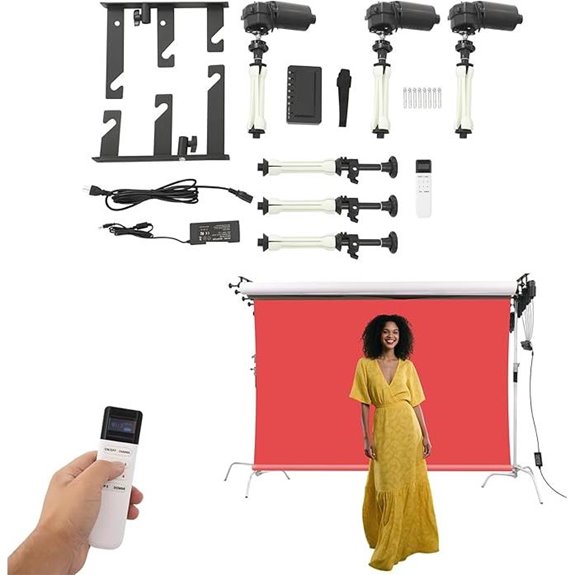 Motorized 3-Roller Backdrop Support System with Remote