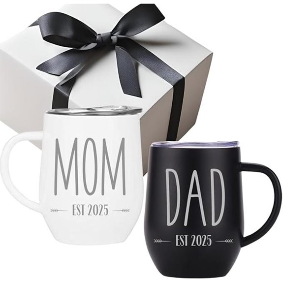 Engraved Stainless Steel Coffee Tumblers for New Parents