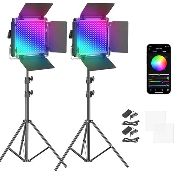 NEEWER 2 Pack RGB Video Light with Stand Kit
