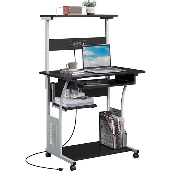 Yaheetech Rolling Office Desk with Power & USB Ports