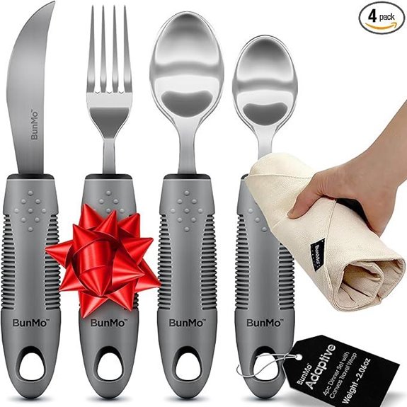 BUNMO Adaptive Utensils for Seniors (4 Piece Set)
