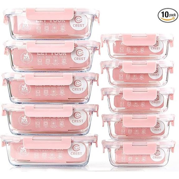 C CREST Glass Meal Prep Containers (10 Pack)